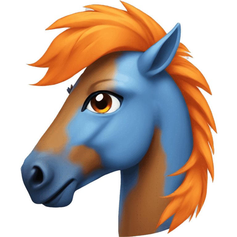 Full blue pony with orange mohawk emoji