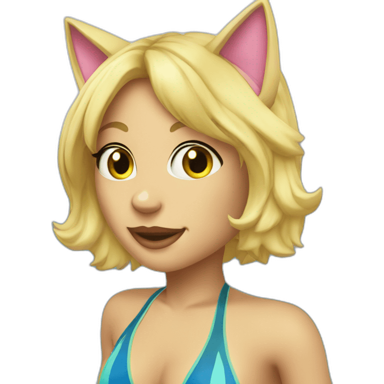 hot catgirl blonde swim suit emoji