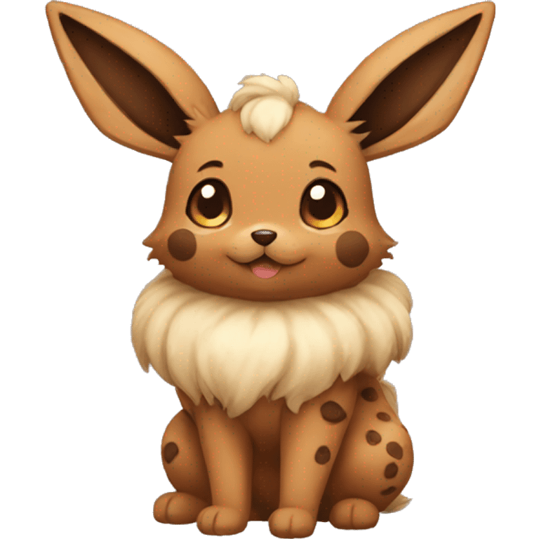 Brown Cookie-themed Eevee with chocolate chips patterns full body emoji