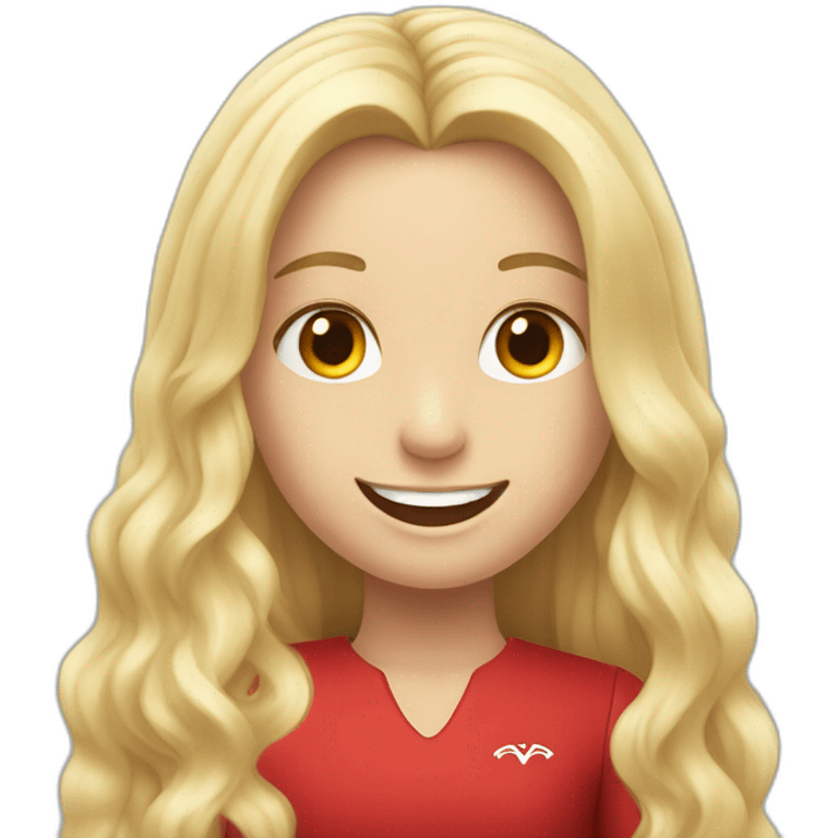 Red Tesla with a happy girl with long blonde hair emoji