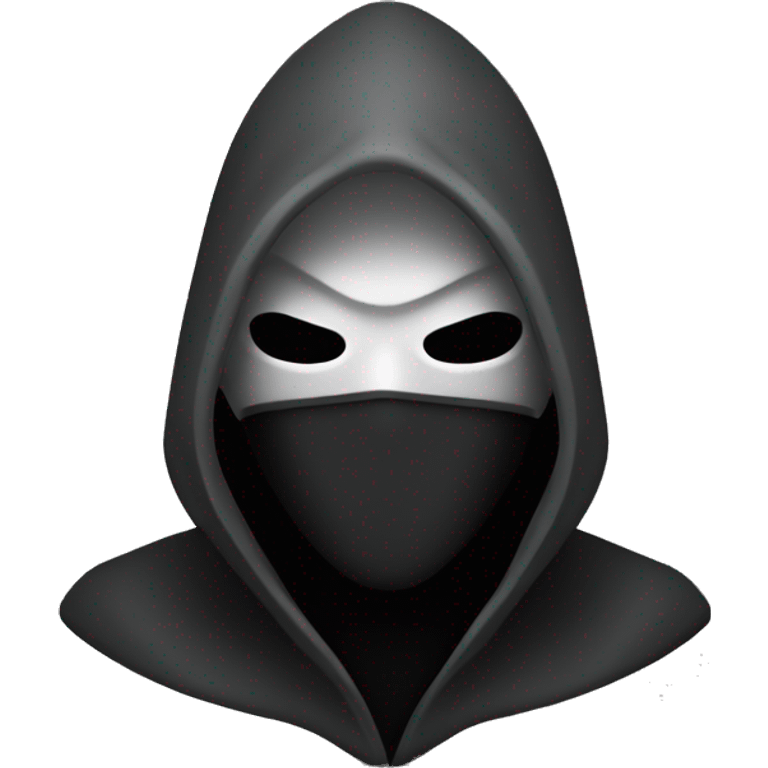 grayscale black mysterious masked hooded man emoji