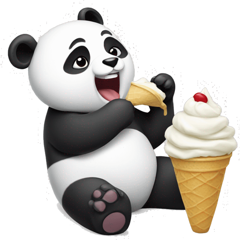 Panda eating ice cream emoji