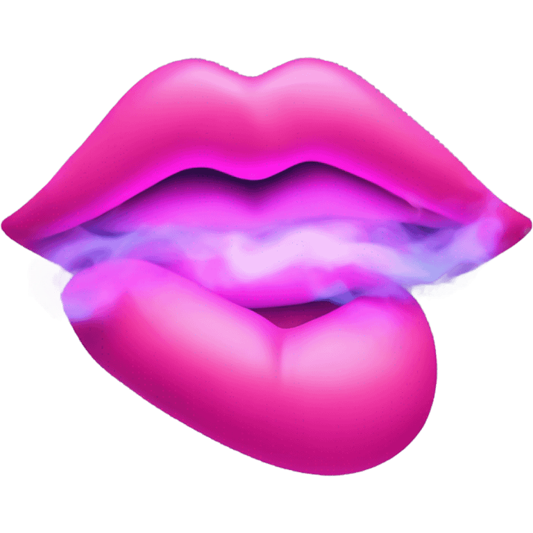 Neon pink lips are smoke emoji