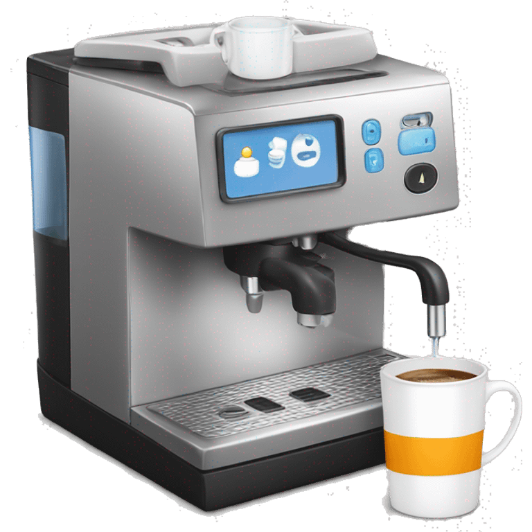 Coffee machine with a mug and a milk container emoji