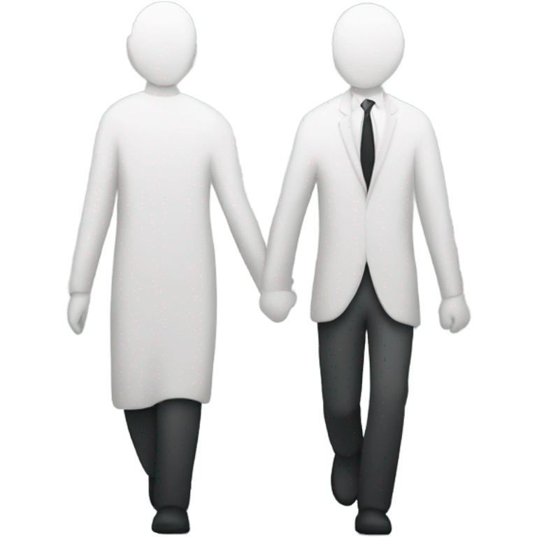 A minimalist emoji showing two people walking side by side with speech bubbles above their heads to represent an informal conversation. emoji