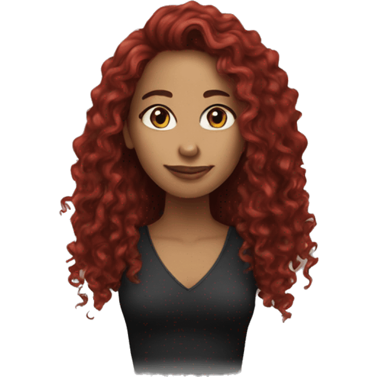 long hair,red curly,woman,Black,Earrings emoji