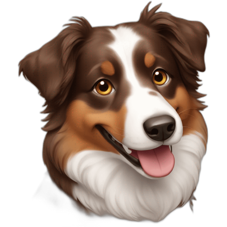 brown australian shepherd smiling emoji