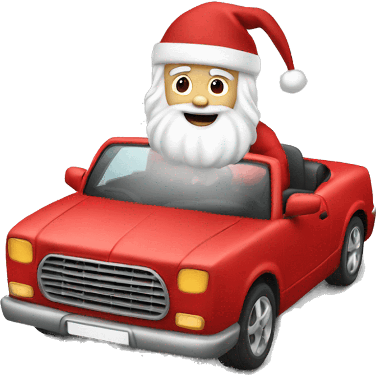 White Santa driving a red car  emoji