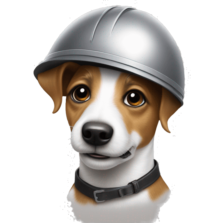 a jack russel with a pasque on his head making a helmet of himself emoji