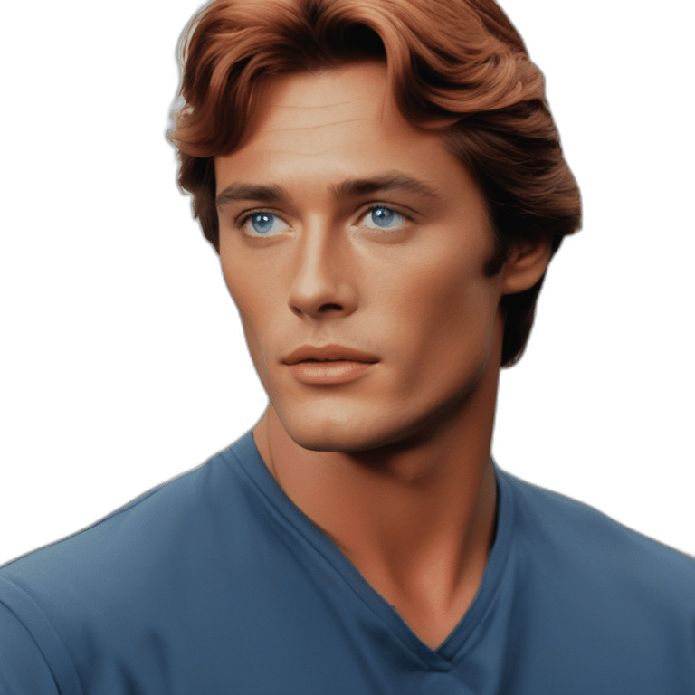 Alain Delon young lifeguard blue eyes short red hair emoji