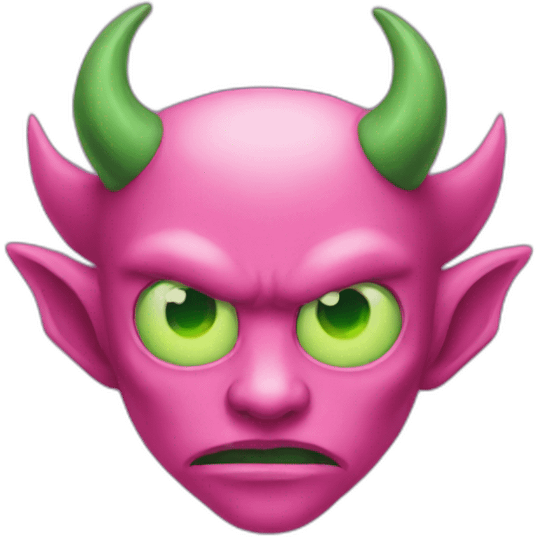 pink demon with green eyes emoji