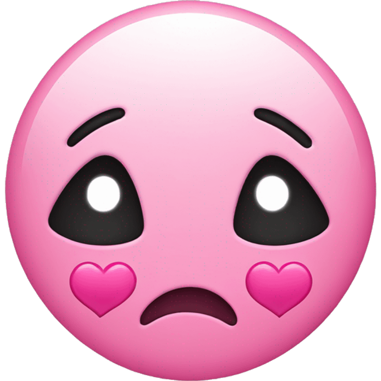 cute smiley sad face with pink hearts emoji