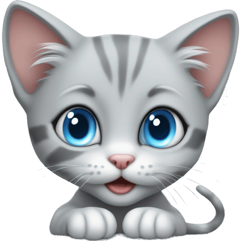 blue eyes grey kitten playing mouse emoji