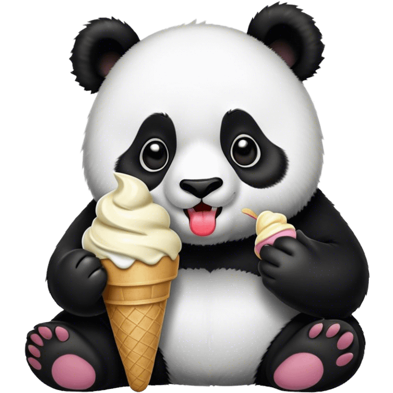 Panda eating ice cream emoji