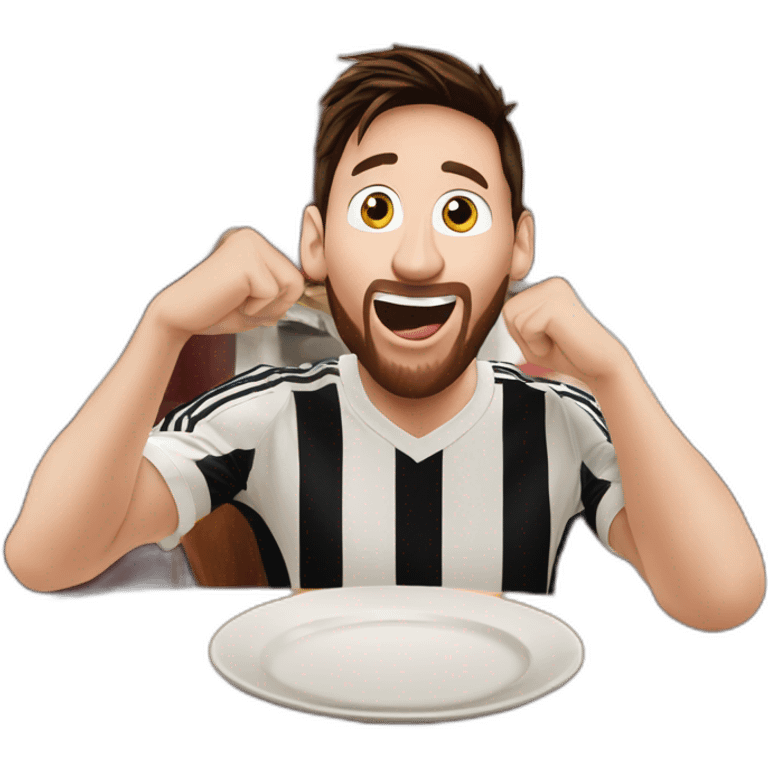 lionel messi with a surprised face in an italian restaurant emoji