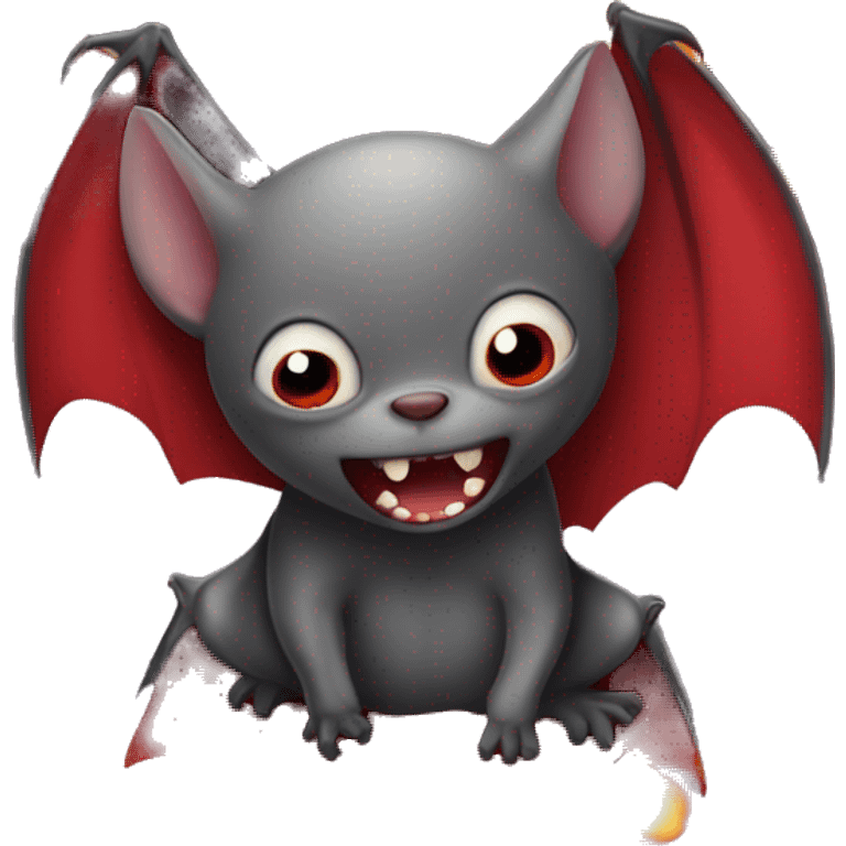 A vampire bat surrounded by fire emoji