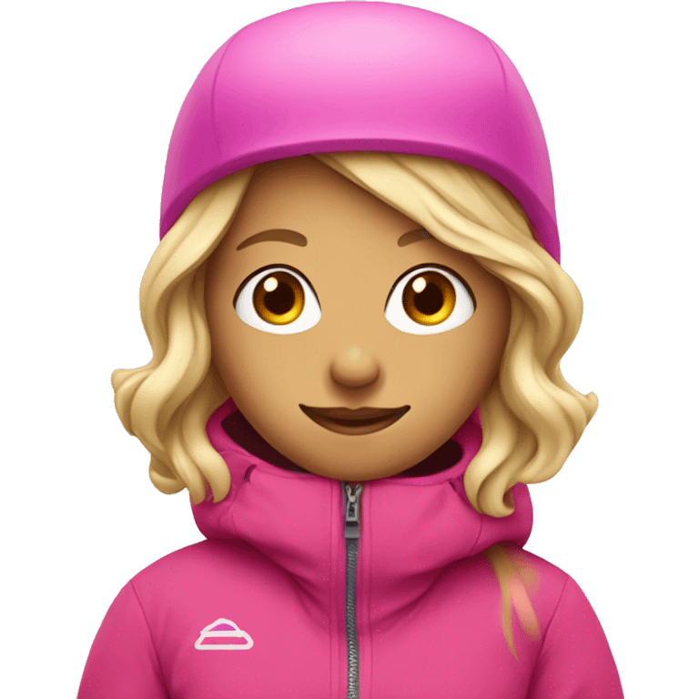 Blonde girl pink snowboarder emoji