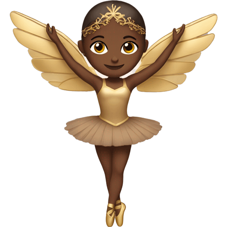  brown ballerina with gold wings emoji