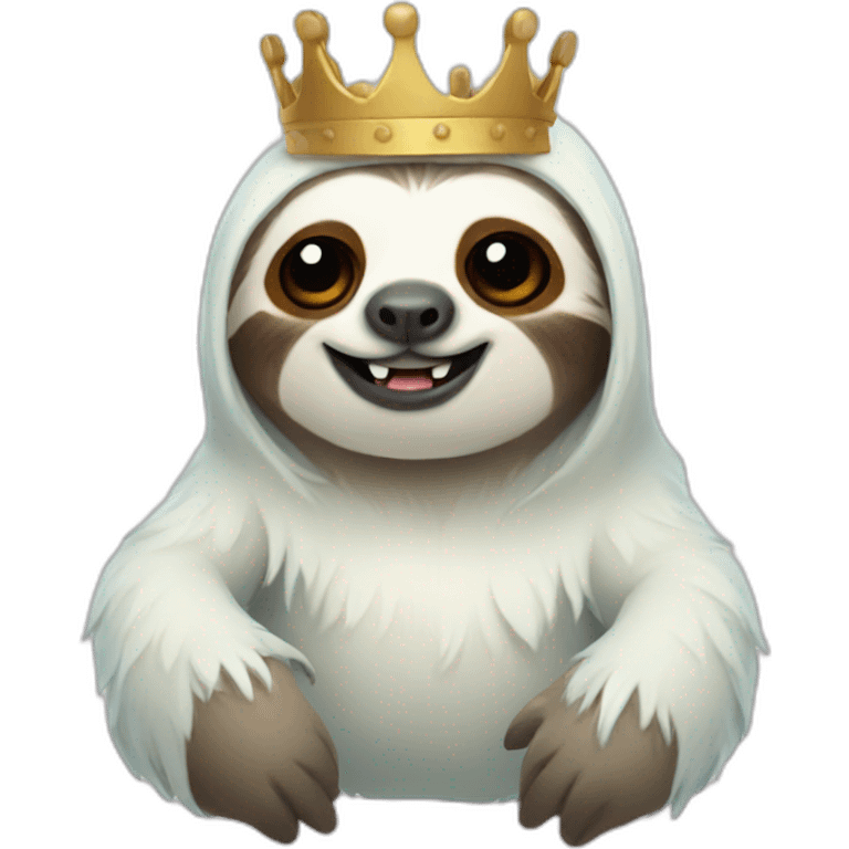 cute ghost king sloth emoji