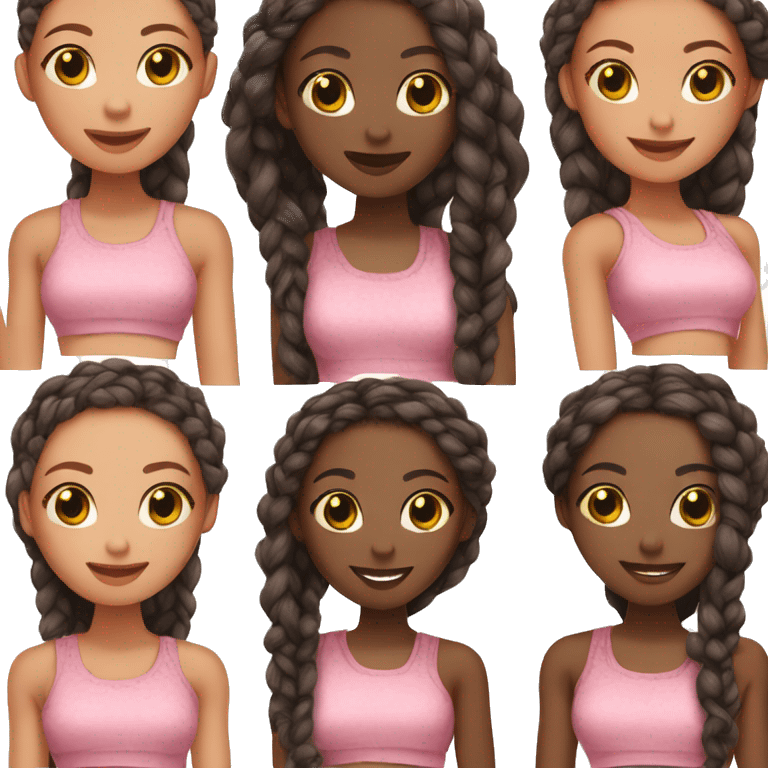 Black girl with dark brown boho braids and a pink crop top smiling emoji