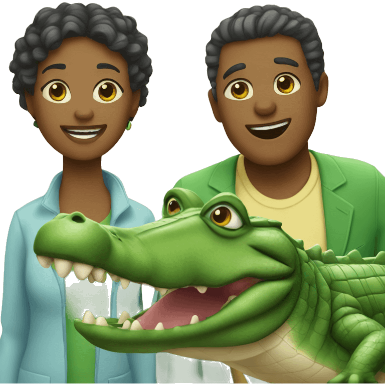 Alligator with its alligator wife and alligator son emoji