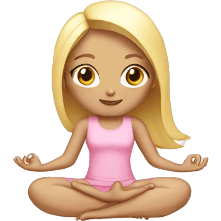 blonde yoga girl light pink clothes n emoji