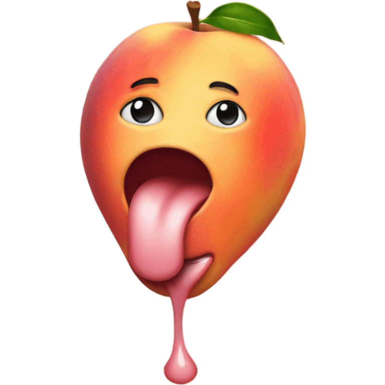 Emoji licking a peach emoji