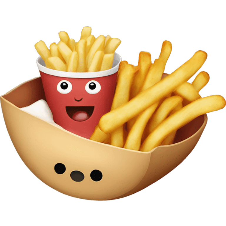 french fries with hotdog in bowl emoji