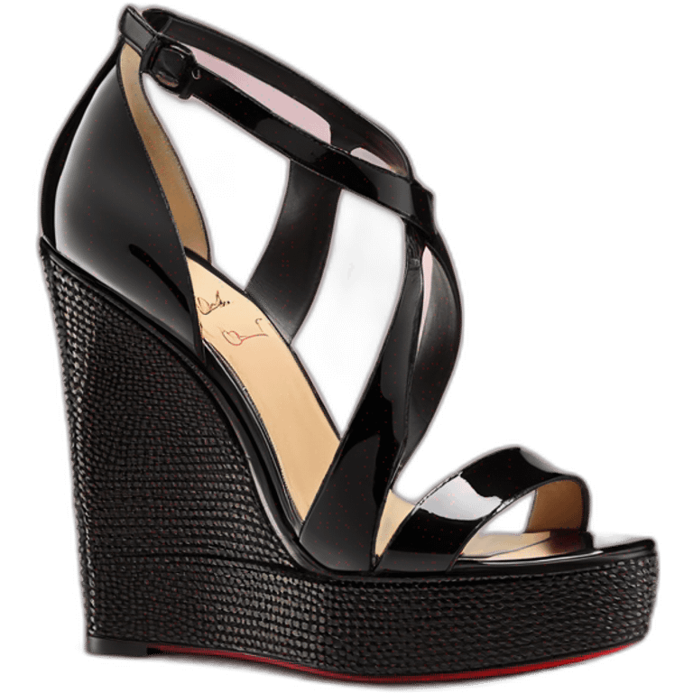 Platform wedges black patent louboutin sandal emoji