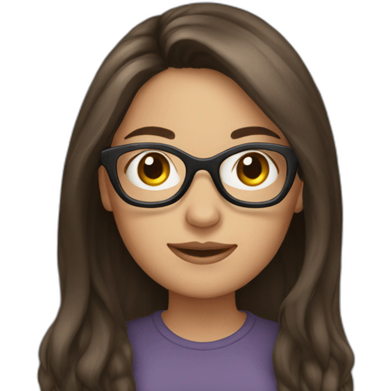 Brunette girl with long hair wearing glasses emoji