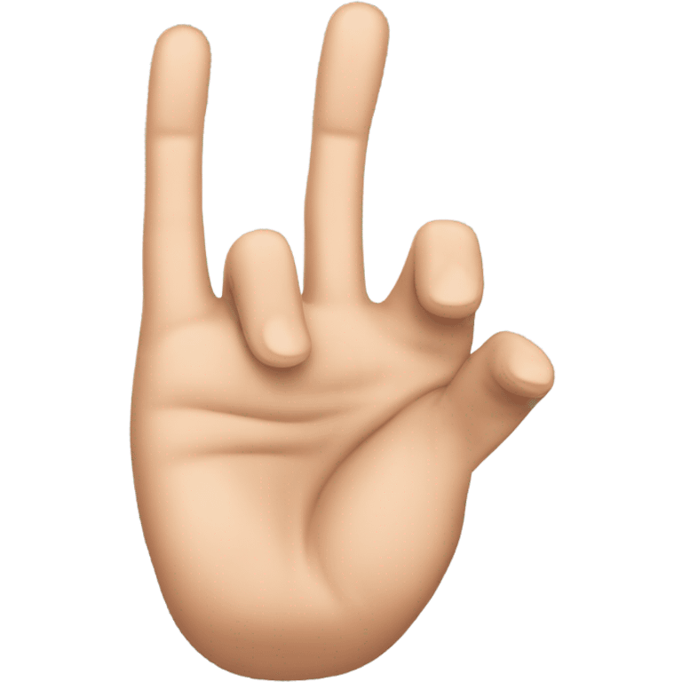 a hand that shows The sign of the horns(middle and ring fingers are bent)  emoji