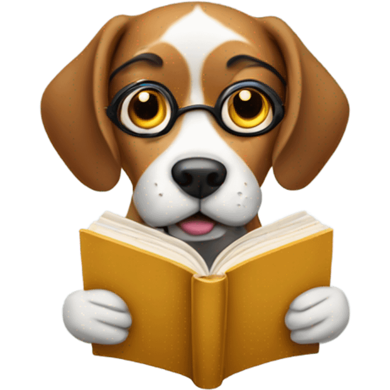 Dog reading a book emoji