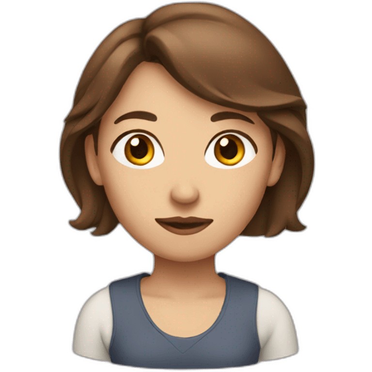 a woman with medium brown hair thinking emoji