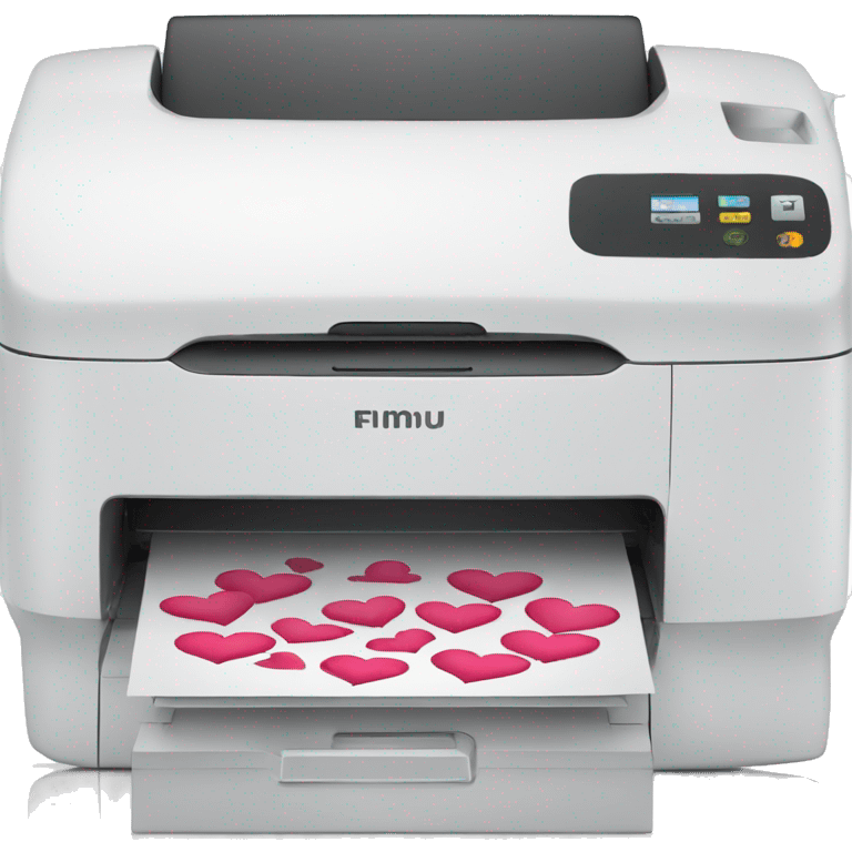 printer with a hearts emoji