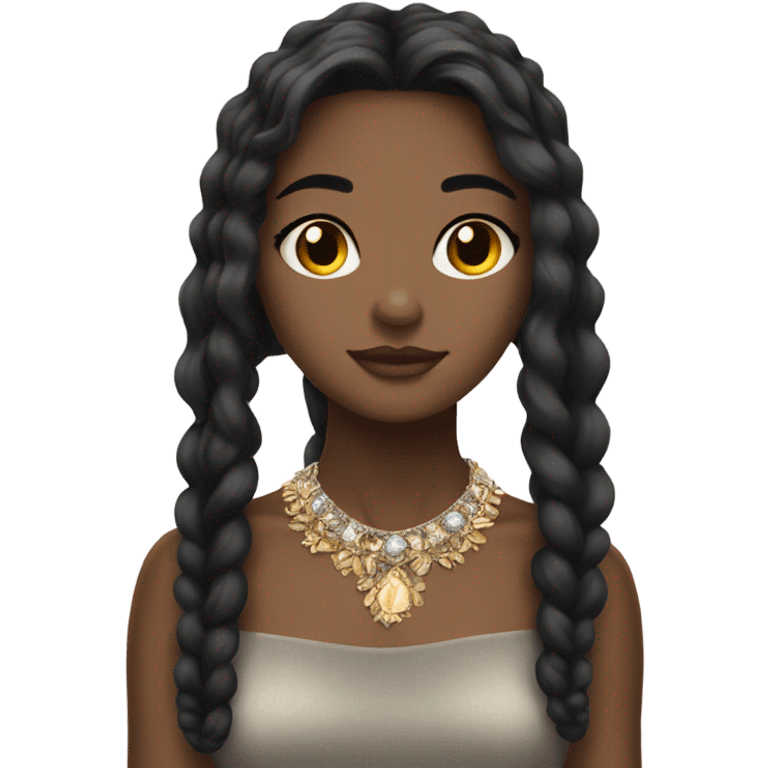 black-haired girl looking down at blonde girl with jewelry emoji