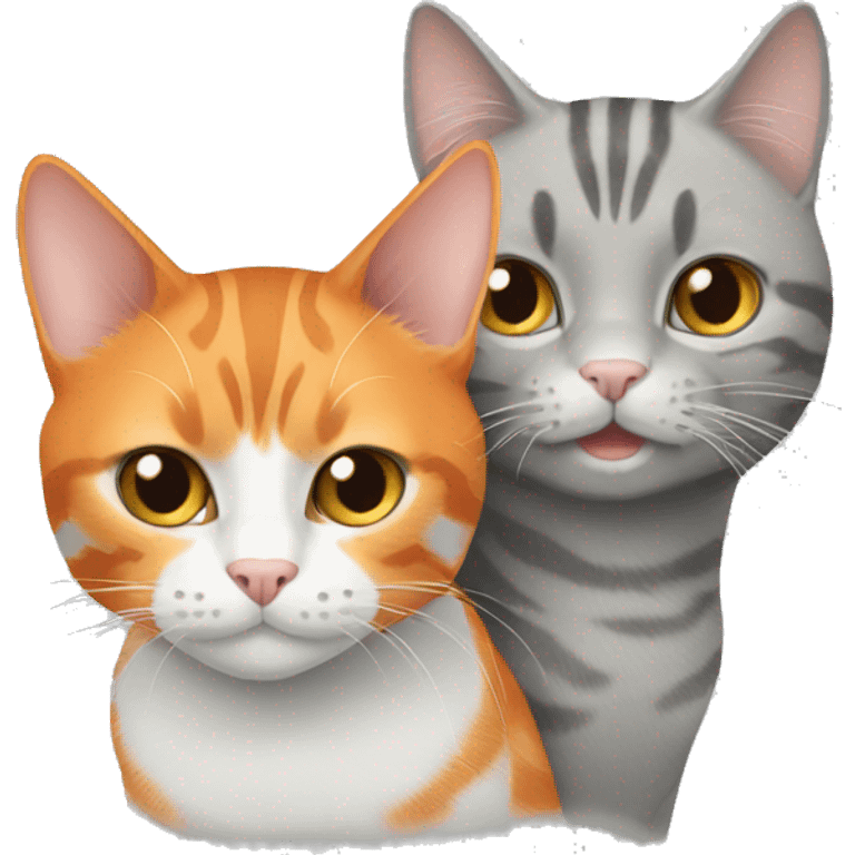 Orange cat and grey tabby cat together emoji