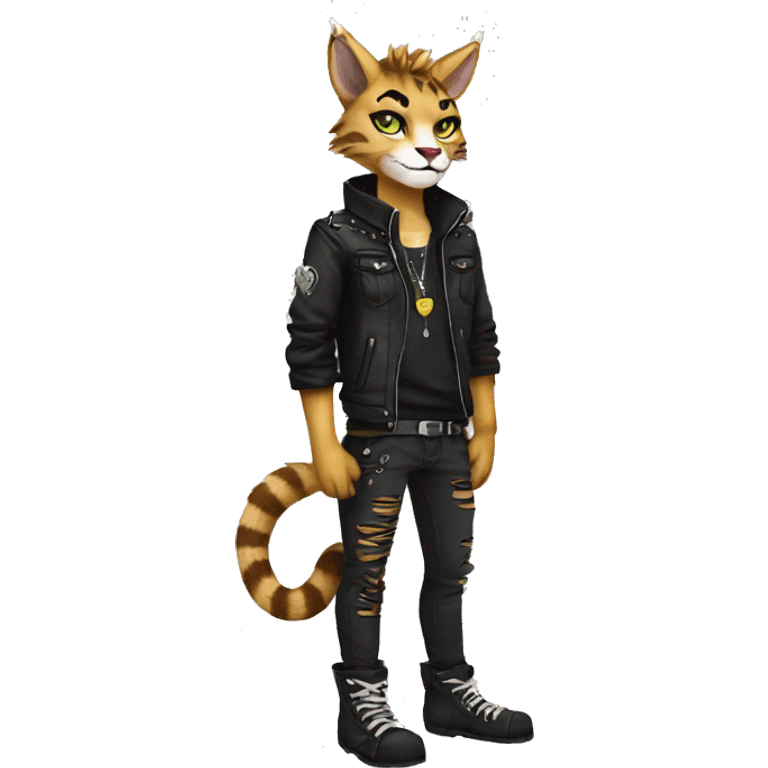 Anthro Punk Bobcat Full body emoji