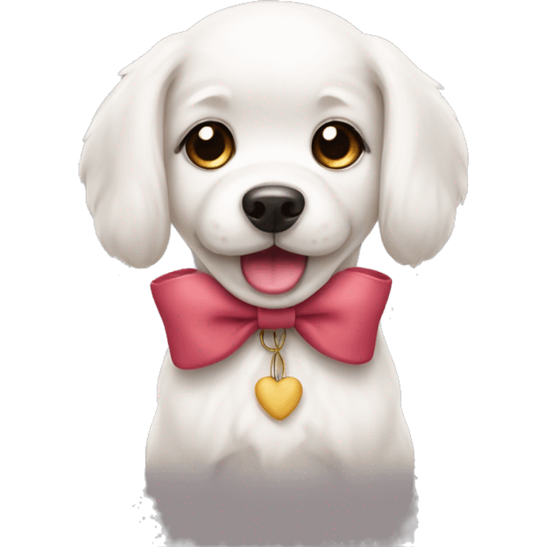 Cute white dog with a bow emoji