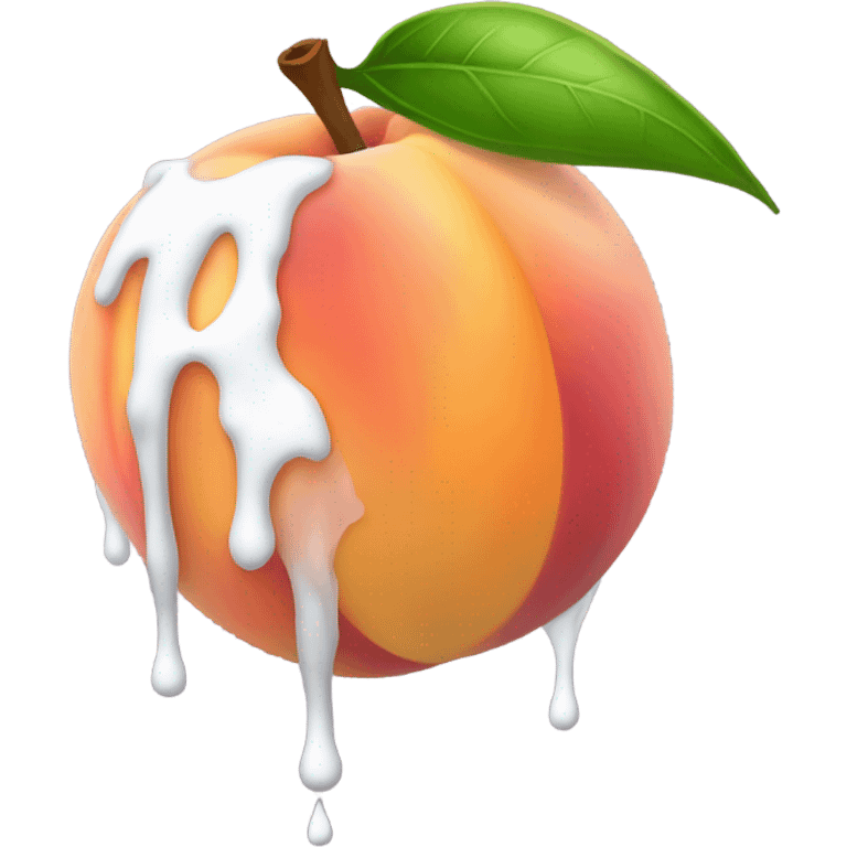 Peach dripping white towards the middle to the end emoji