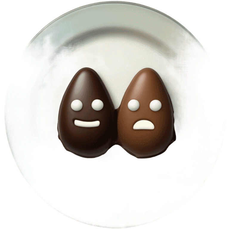 Chocolate and vanilla quenelle on glass plate emoji