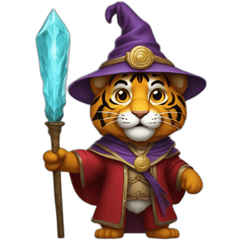 mature stern tiger wizard with staff wearing fez emoji