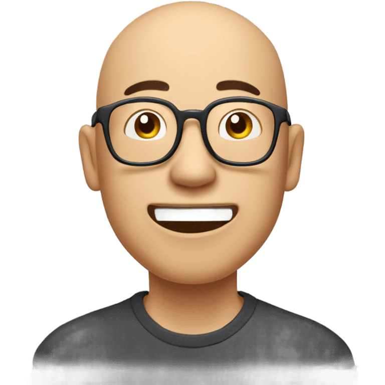  a 35-year old, male, bald Asian man, wearing glasses, inquisitive, laughing, scratching the back of his head in confusion,  emoji