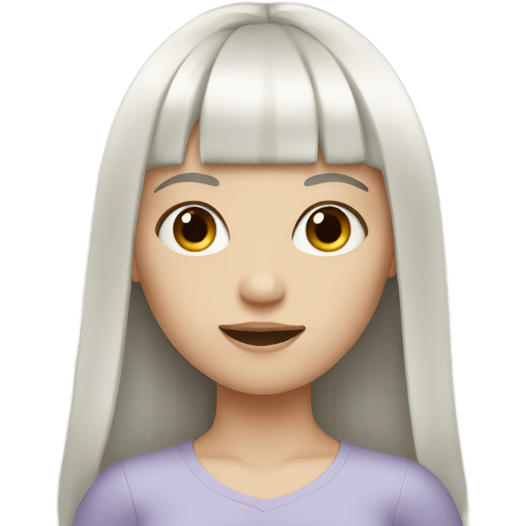 Pale girl with long black hair and bangs emoji