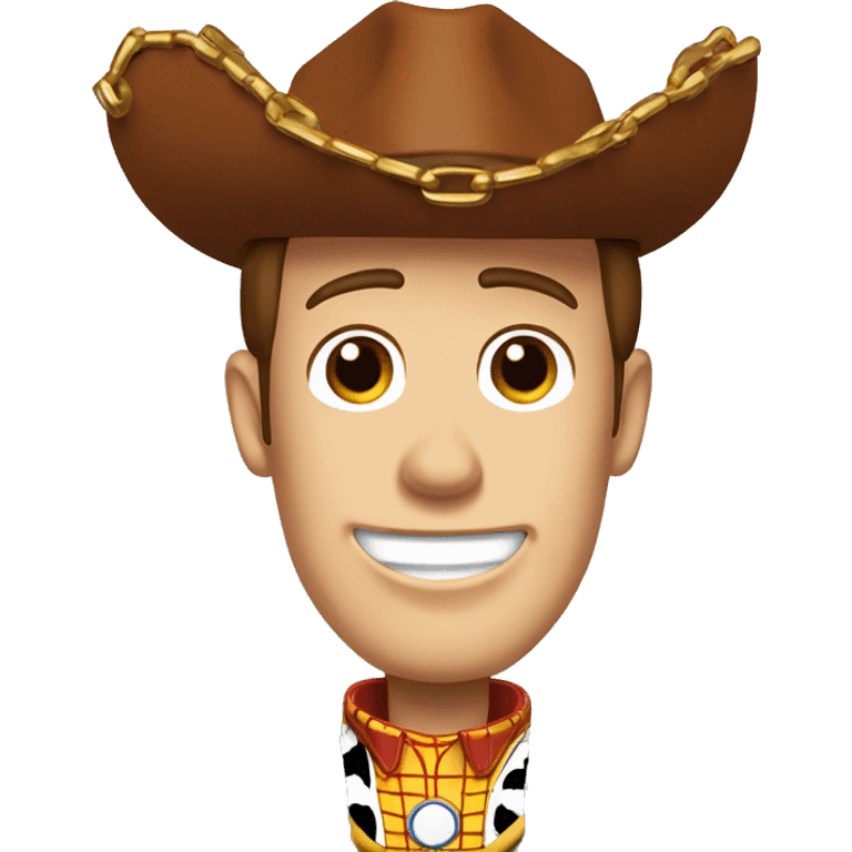 Toy Story woody with gold chain and grill emoji