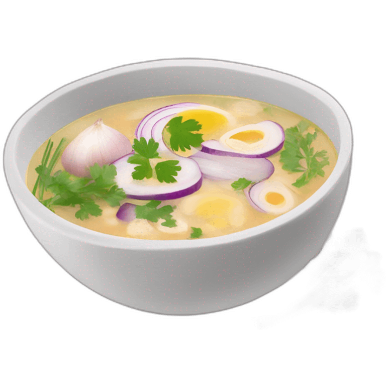 hot soup with the following ingredients sliced red onions, albacore, parsley and yucca emoji