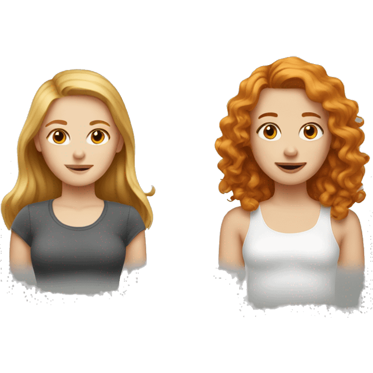 Girl with dirty blonde hair with a girl with ginger hair emoji