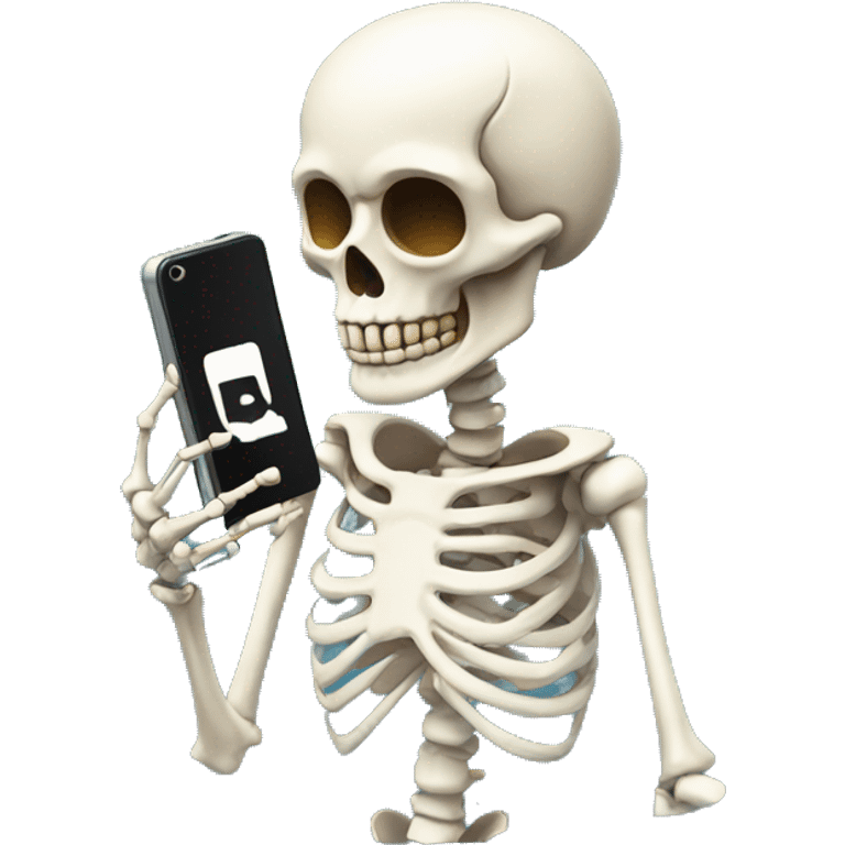 Skeleton holding phone emoji