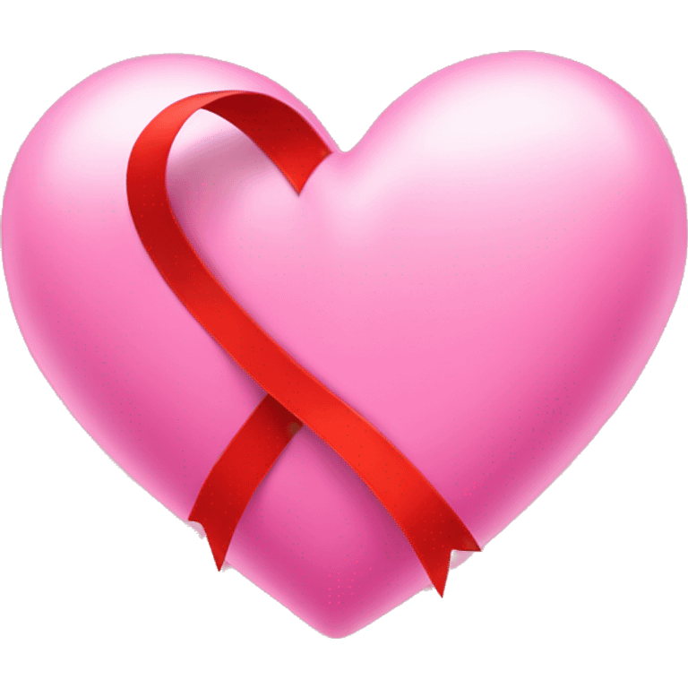 Pink heart with red ribbon  emoji