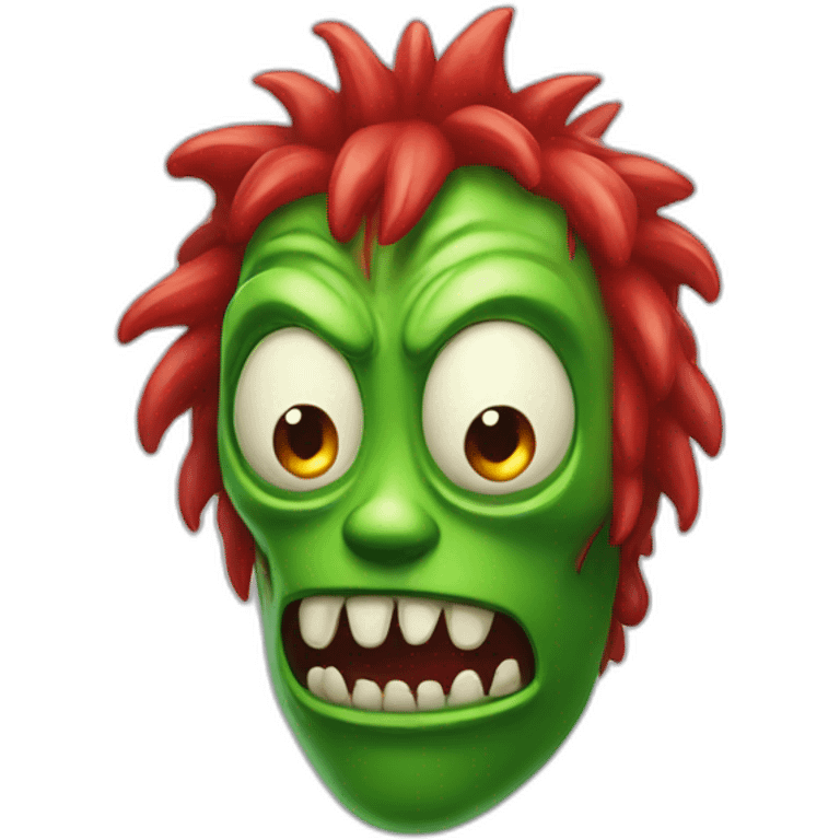 red and green moster with scary look emoji