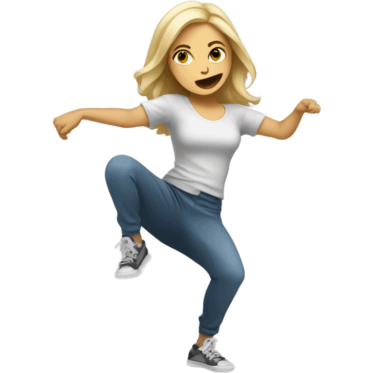 caucasian woman dancing hip hop emoji